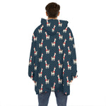 Santa Claus Llama Xmas Pattern Print Hoodie Blanket