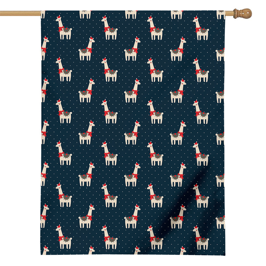 Santa Claus Llama Xmas Pattern Print House Flag