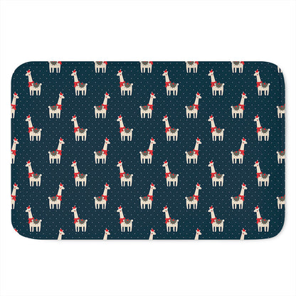 Santa Claus Llama Xmas Pattern Print Indoor Door Mat