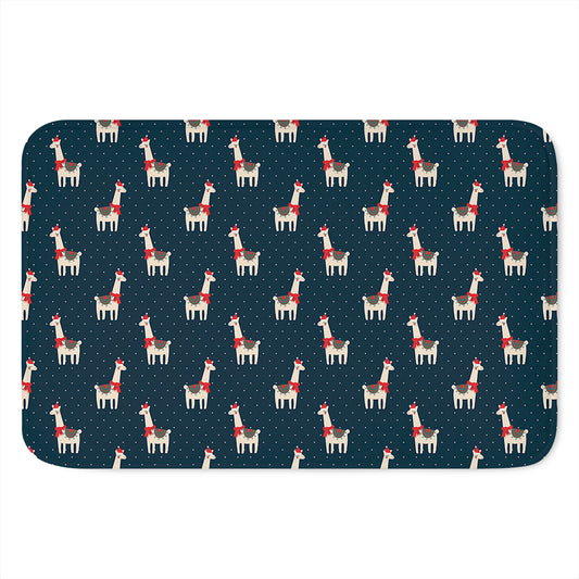 Santa Claus Llama Xmas Pattern Print Indoor Door Mat