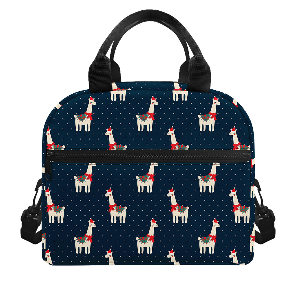 Santa Claus Llama Xmas Pattern Print Insulated Lunch Bag