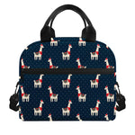 Santa Claus Llama Xmas Pattern Print Insulated Lunch Bag