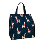 Santa Claus Llama Xmas Pattern Print Insulated Lunch Tote