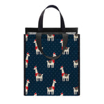 Santa Claus Llama Xmas Pattern Print Insulated Lunch Tote