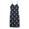 Santa Claus Llama Xmas Pattern Print Jersey Midi Cami Dress