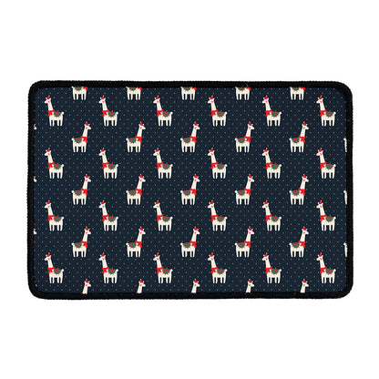 Santa Claus Llama Xmas Pattern Print Kitchen Mat