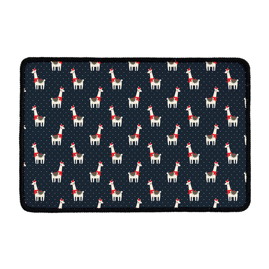 Santa Claus Llama Xmas Pattern Print Kitchen Mat