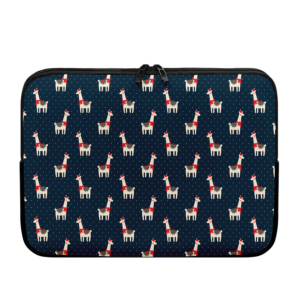 Santa Claus Llama Xmas Pattern Print Laptop Sleeve