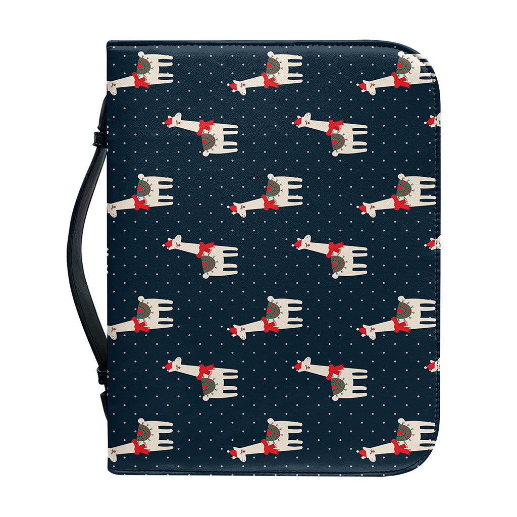 Santa Claus Llama Xmas Pattern Print Leather Bible Cover