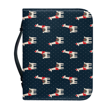 Santa Claus Llama Xmas Pattern Print Leather Bible Cover