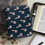 Santa Claus Llama Xmas Pattern Print Leather Bible Cover