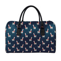 Santa Claus Llama Xmas Pattern Print Leather Duffel Bag