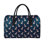 Santa Claus Llama Xmas Pattern Print Leather Duffle Bag