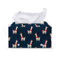 Santa Claus Llama Xmas Pattern Print Leather Tissue Box Cover