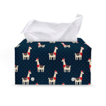 Santa Claus Llama Xmas Pattern Print Leather Tissue Box Cover