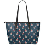 Santa Claus Llama Xmas Pattern Print Leather Tote Bag