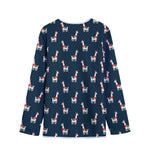 Santa Claus Llama Xmas Pattern Print Long Sleeve Short Coat