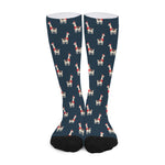 Santa Claus Llama Xmas Pattern Print Long Socks