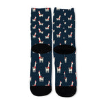 Santa Claus Llama Xmas Pattern Print Long Socks