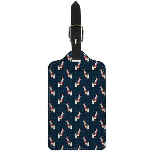 Santa Claus Llama Xmas Pattern Print Luggage Tag