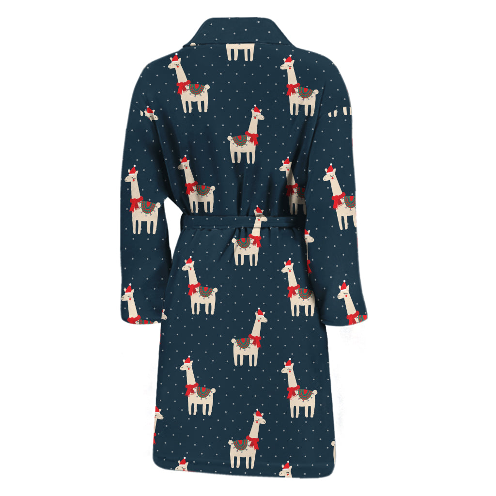 Santa Claus Llama Xmas Pattern Print Men's Bathrobe