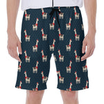 Santa Claus Llama Xmas Pattern Print Men's Beach Shorts