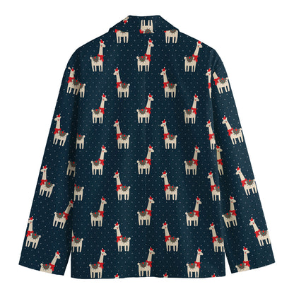 Santa Claus Llama Xmas Pattern Print Men's Blazer