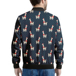 Santa Claus Llama Xmas Pattern Print Men's Bomber Jacket