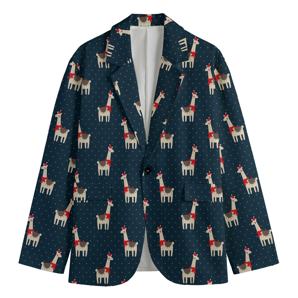Santa Claus Llama Xmas Pattern Print Men's Cotton Blazer