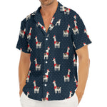 Santa Claus Llama Xmas Pattern Print Men's Deep V-Neck Shirt