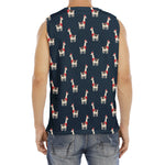 Santa Claus Llama Xmas Pattern Print Men's Fitness Tank Top