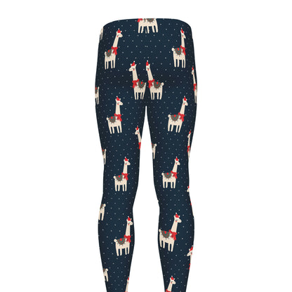 Santa Claus Llama Xmas Pattern Print Men's leggings