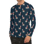 Santa Claus Llama Xmas Pattern Print Men's Long Sleeve Rash Guard
