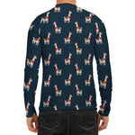 Santa Claus Llama Xmas Pattern Print Men's Long Sleeve Rash Guard