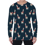 Santa Claus Llama Xmas Pattern Print Men's Long Sleeve T-Shirt