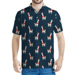 Santa Claus Llama Xmas Pattern Print Men's Polo Shirt