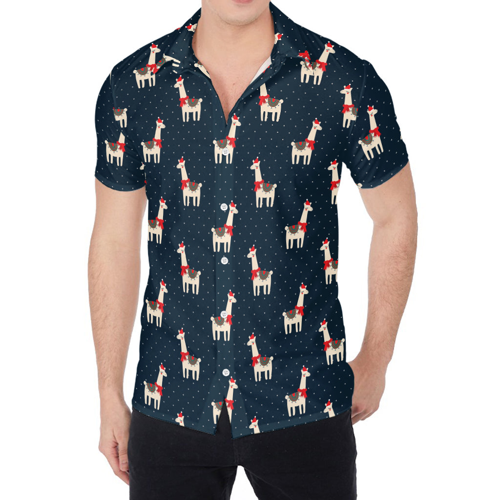 Santa Claus Llama Xmas Pattern Print Men's Shirt