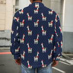 Santa Claus Llama Xmas Pattern Print Men's Shirt Jacket