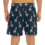 Santa Claus Llama Xmas Pattern Print Men's Split Running Shorts