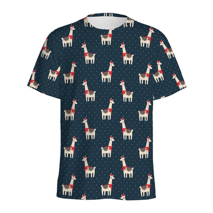Santa Claus Llama Xmas Pattern Print Men's Sports T-Shirt
