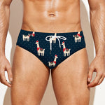 Santa Claus Llama Xmas Pattern Print Men's Swim Briefs