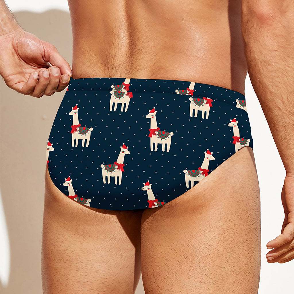 Santa Claus Llama Xmas Pattern Print Men's Swim Briefs