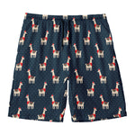 Santa Claus Llama Xmas Pattern Print Men's Swim Trunks
