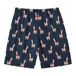 Santa Claus Llama Xmas Pattern Print Men's Swim Trunks