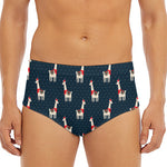 Santa Claus Llama Xmas Pattern Print Men's Triangle Swim Briefs