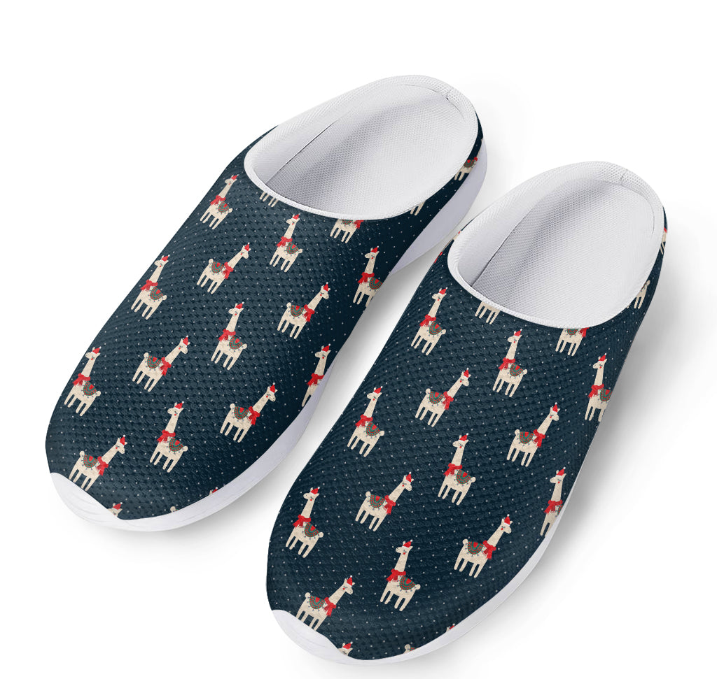 Santa Claus Llama Xmas Pattern Print Mesh Casual Shoes