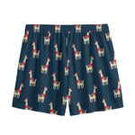 Santa Claus Llama Xmas Pattern Print Mesh Shorts
