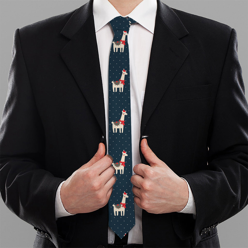 Santa Claus Llama Xmas Pattern Print Necktie