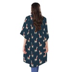 Santa Claus Llama Xmas Pattern Print Open Front Beach Cover Up