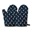 Santa Claus Llama Xmas Pattern Print Oven Mitts